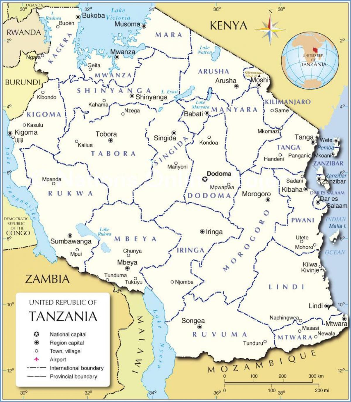 танзанија административна карта