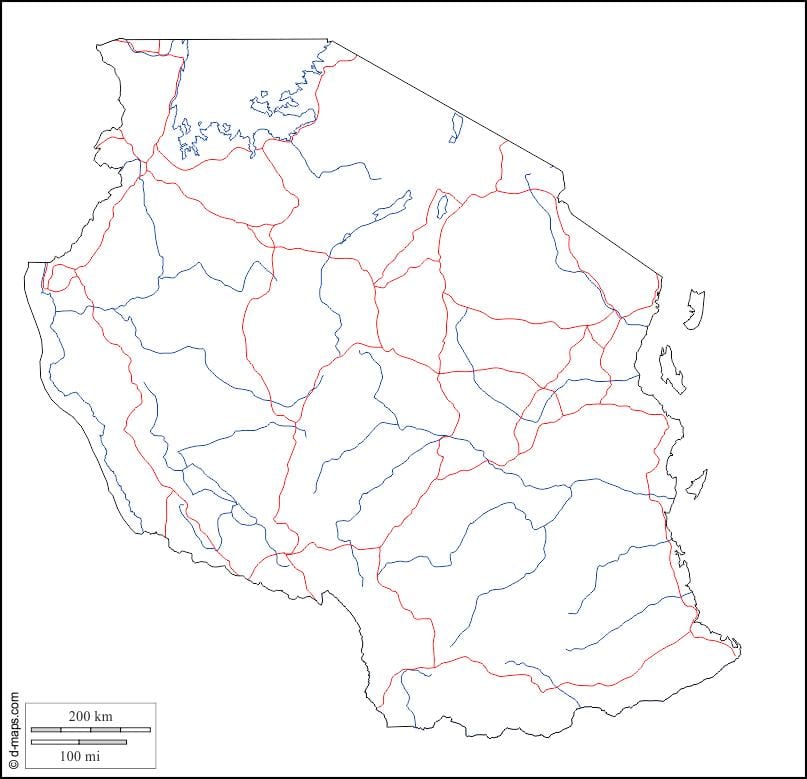 празно карта на танзанија