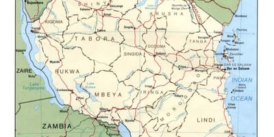 Карта на историски локалитети во танзанија