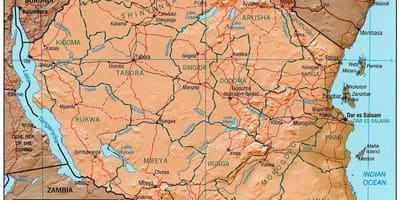Карта на танзанија покажува историски локалитети