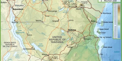 Мапа на патот танзанија со растојанија