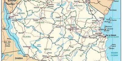 Карта на танзанија со градови