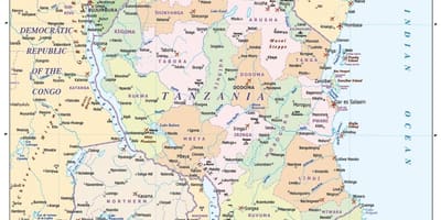 Карта на танзанија и околните земји