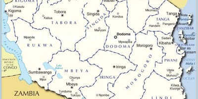 Карта на танзанија со округ