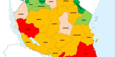 Танзанија густината на население мапа